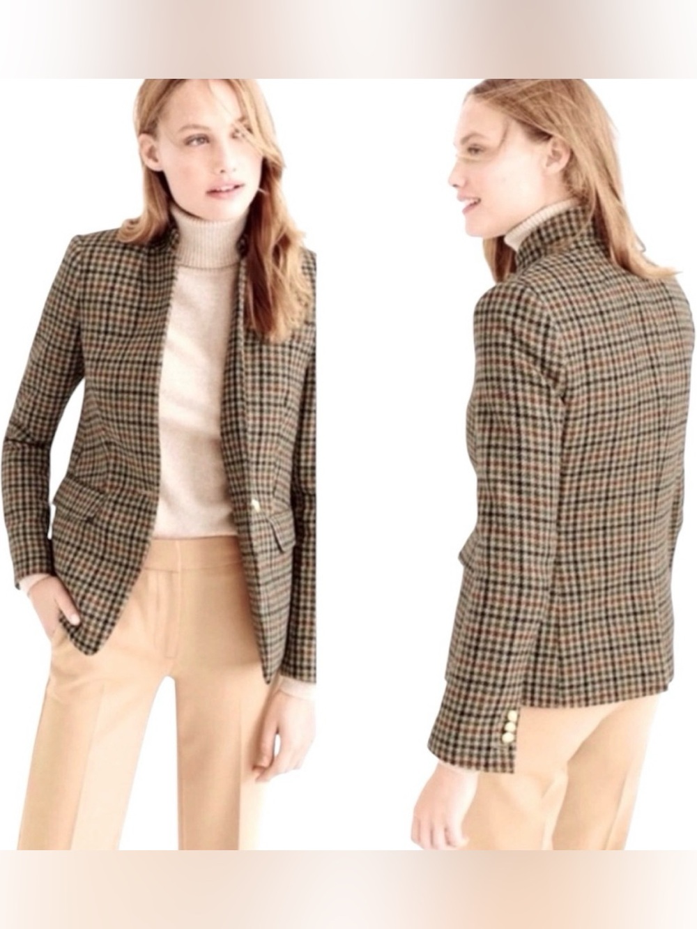 J. Crew Regent Blazer Houndstooth Plaid Sz 6